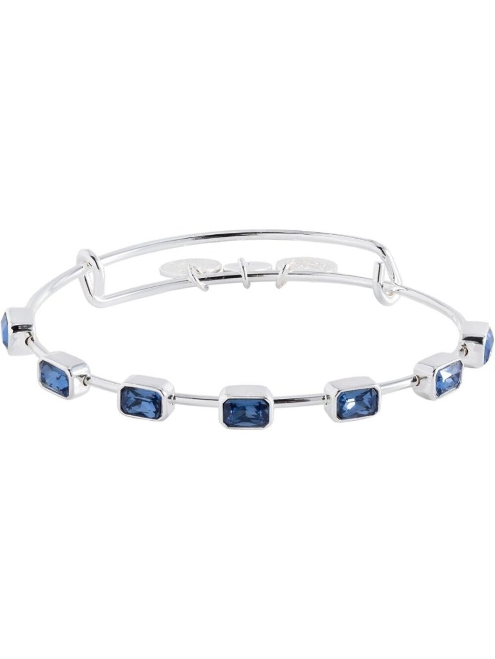September Birthstone Bangle Shiny Silver Birthstone Emerald Cut Bangle Bracelet